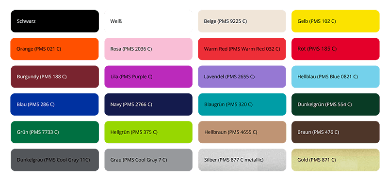 Pantone Code Auswahl