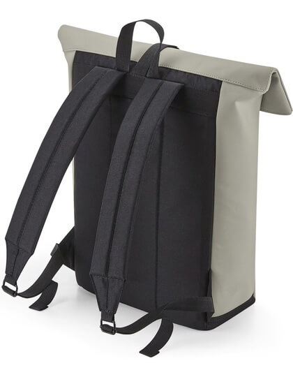 BagBase Matte PU Roll-Top Backpack Rucksack in Clay Rückseite