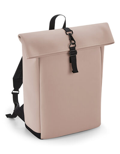 BagBase Matte PU Roll-Top Backpack Rucksack in Nude Pink Rosa