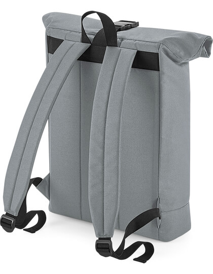 BagBase Recycled Roll-Top Backpack in Pure Grey Grau Rückseite