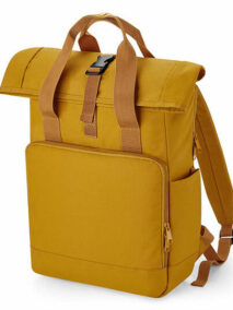 BagBase Recycled Twin Handle Roll-Top Laptop Backpack Rucksack in Mustard Senf Gelb