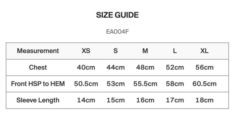 EA004F Size Guide